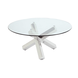 Milan 35.43&quot Round Contemporary Glass Cocktail Table in Clear