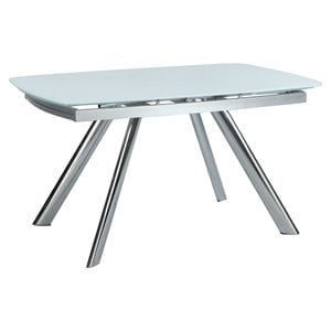 Milan Aliyana 55.1&quot Contemporary Glass and Metal Dining Table in White
