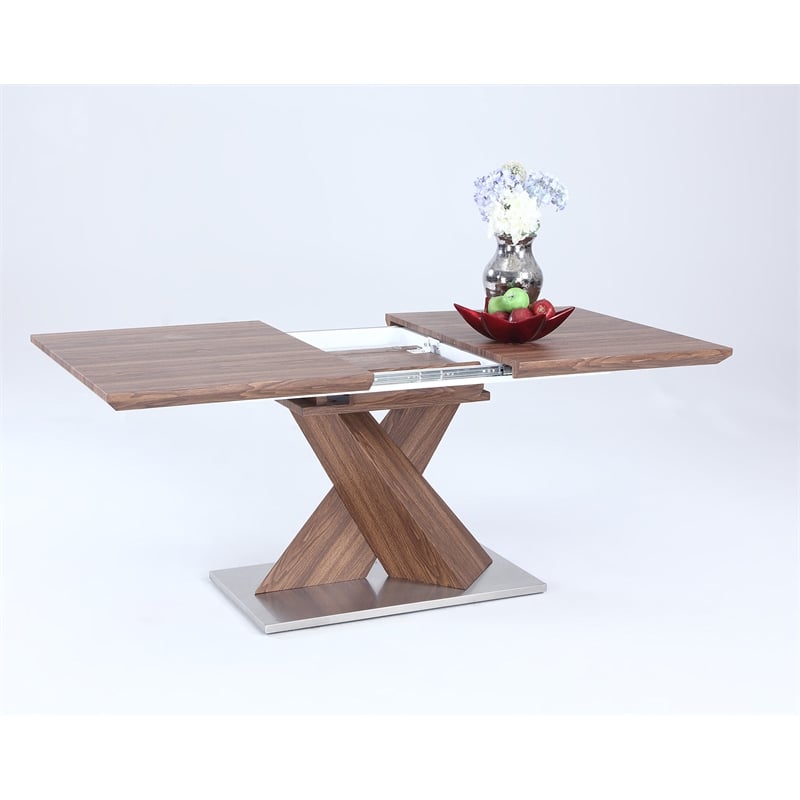 Milan Bernice 5-piece Contemporary Wood and PU Dining Set in Taupe/Walnut