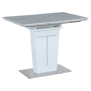 milan amelia steel and melamine marbleized counter table in white