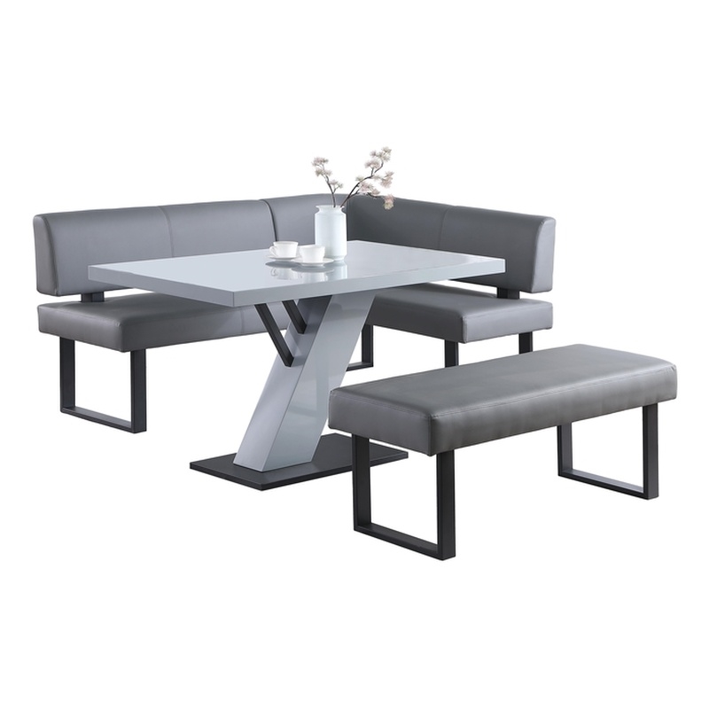 Milan Leah 3-piece Contemporary Wood Dining Set in Gloss White