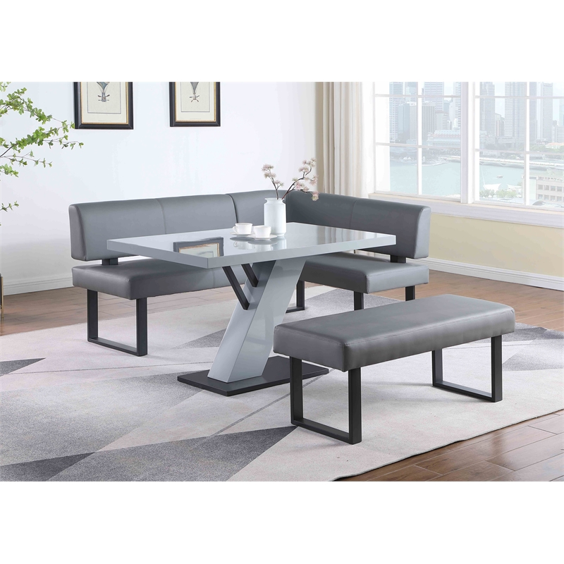 Milan Leah 3-piece Contemporary Wood Dining Set in Gloss White