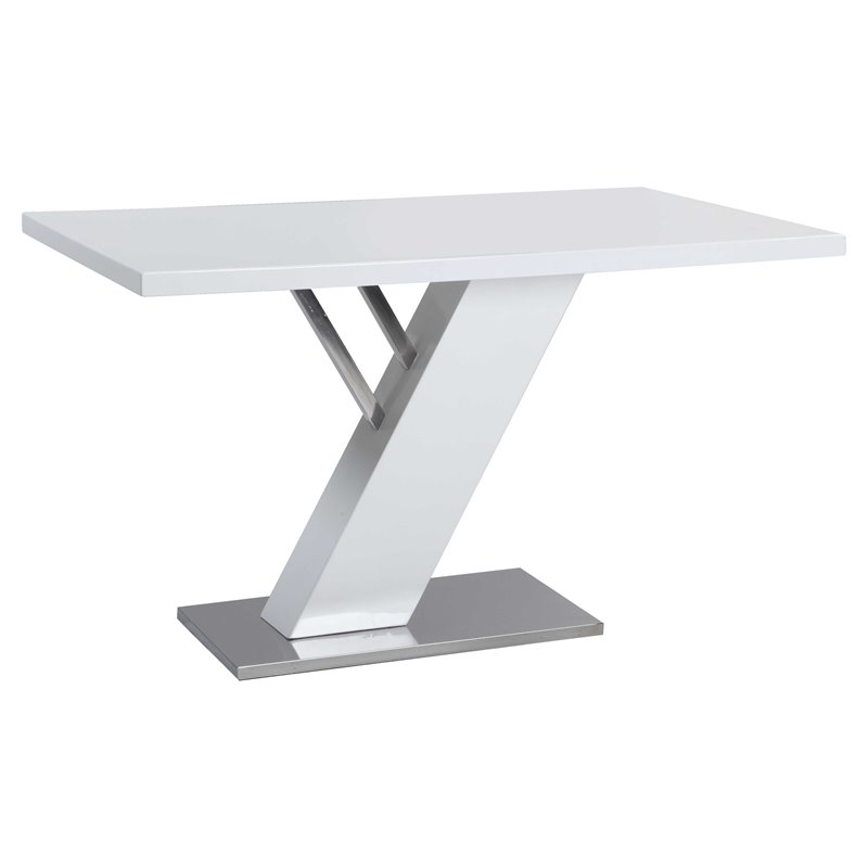 Milan Leah 3-piece Contemporary Wood Dining Set in Gloss White