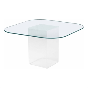 Milan Valor 48&quot Contemporary Clear Glass Dining Table with Acrylic Base