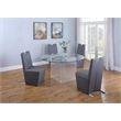 Milan Valor 5-piece Glass and Faux Leather Dining Set with Round Table in Gray
