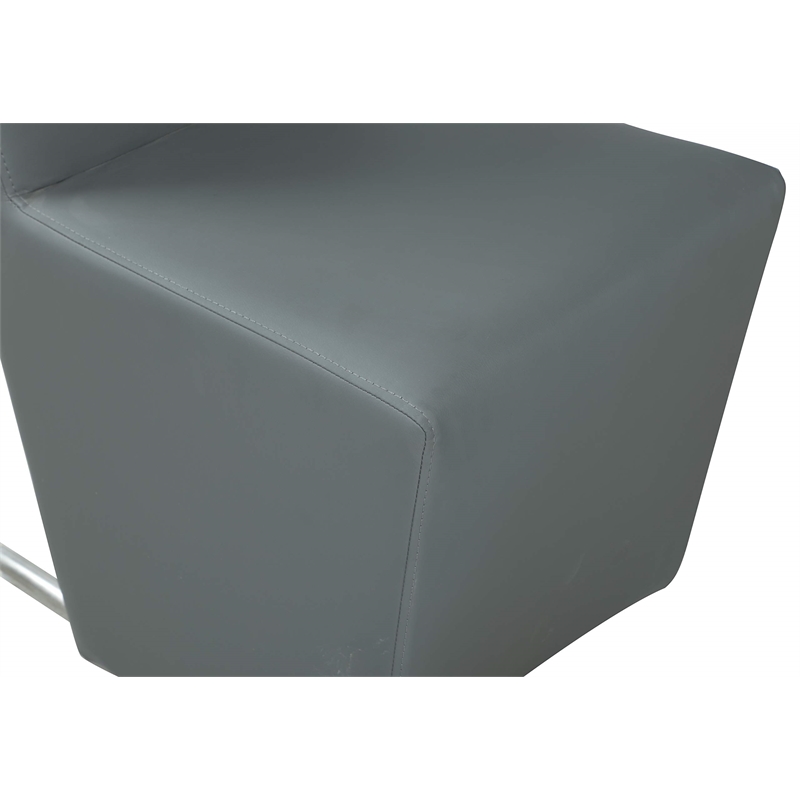 Milan Valor 5-piece Glass and Faux Leather Dining Set with Round Table in Gray