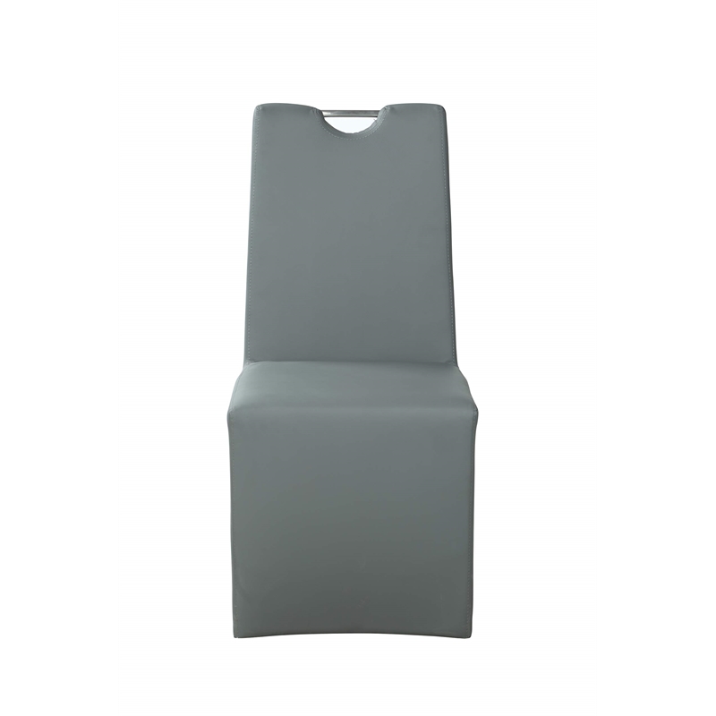 Milan Valor 5-piece Glass and Faux Leather Dining Set w/ Surfboard Table in Gray