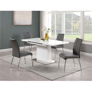 Milan Welma 5-piece Contemporary Steel and Wood Dining Set in White/Gray