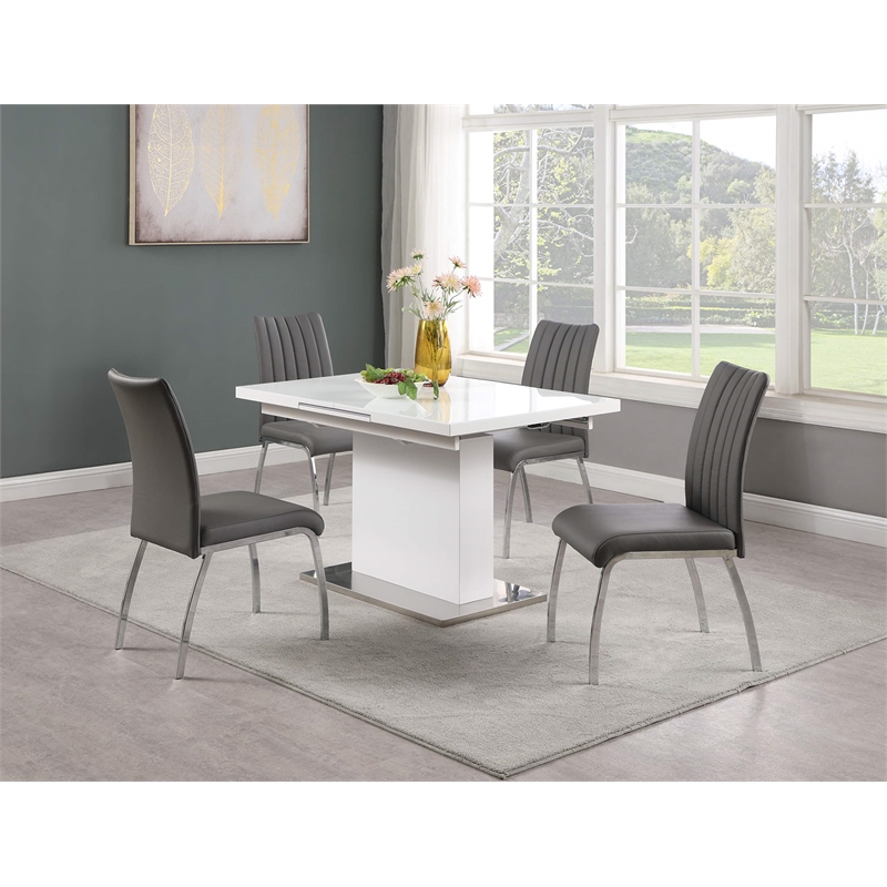 Milan Welma 5-piece Contemporary Steel and Wood Dining Set in White/Gray