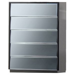 milan rome 5-drawer wood chest with blue mirror accents in gloss black