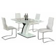 Milan Nara 5-piece Contemporary Steel and Wood Dining Set in White/Black