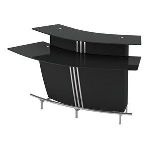 Milan Rosa 60&quot 3-shelf Metal and Tempered Glass Bar in Black and Silver