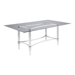 Milan 24.17&quot Contemporary Glass and Metal Dining Table in Clear