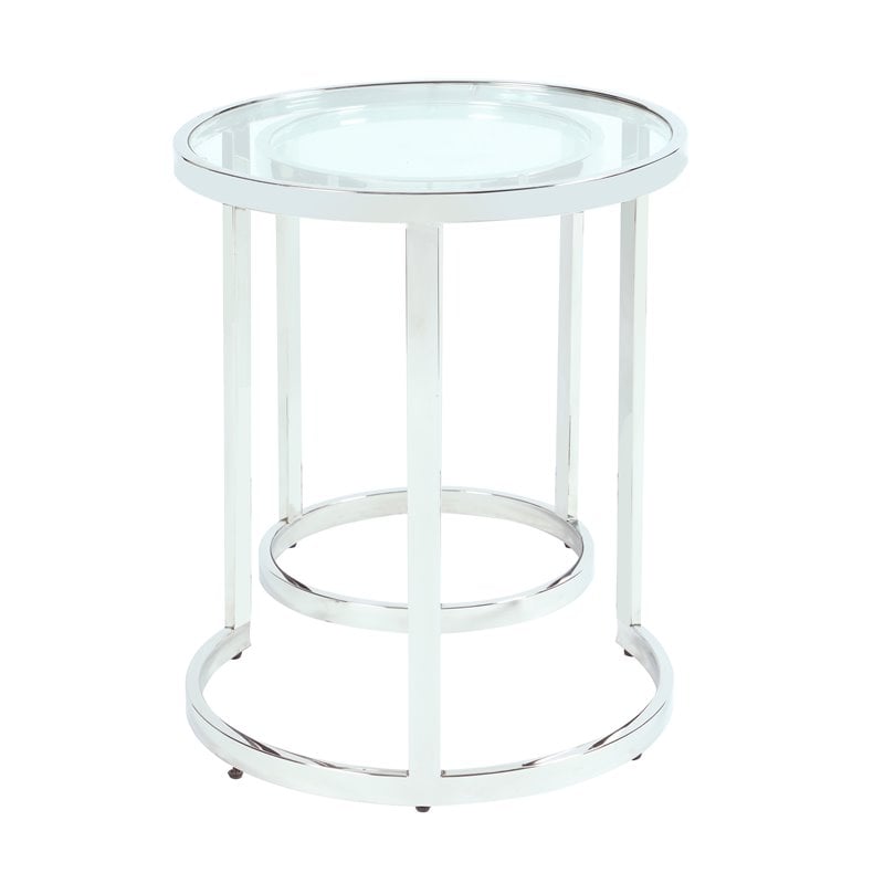 Milan Contemporary Steel and Glass 2-In-1 Nesting Lamp Table Set in Clear