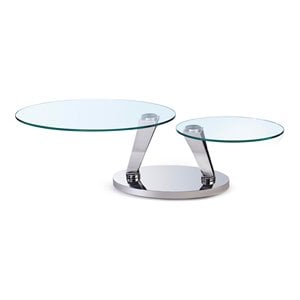 Milan 37.4&quot Tempered Glass Dual Top Motion Cocktail Table in Clear