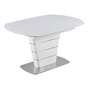 Milan Charlie 78.7&quot Steel and MDF Motion-Extendable Dining Table in White