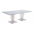 Milan Fiona Rectangular Contemporary Steel and Glass Dining Table in Clear