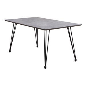 Milan Shiva 62.99&quot Rectangular Steel and MDF Wood Dining Table in Black/Gray