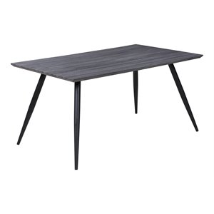 Milan Henry 59&quot Contemporary Steel and MDF Wood Dining Table in Gray/Black