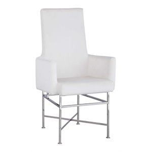 Milan 22.8&quot Contemporary Fabric and Metal Arm Chair in Cream