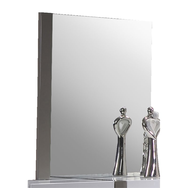 Milan Valencia Contemporary Wood Accent Bedroom Mirror in White/Gray