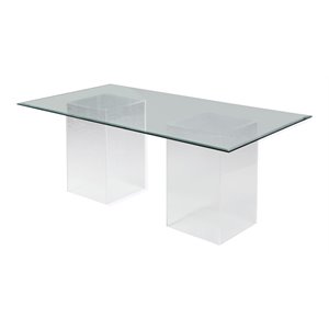 Milan Valor 84&quot Rectangular Glass and Acrylic Dining Table in Clear