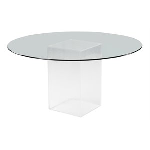 Milan Valor 54&quot Round Glass and Acrylic Dining Table in Clear