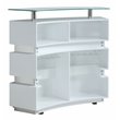Milan Athena 3-shelf Steel MDF and Glass Channeled Front Bar in Clear and White
