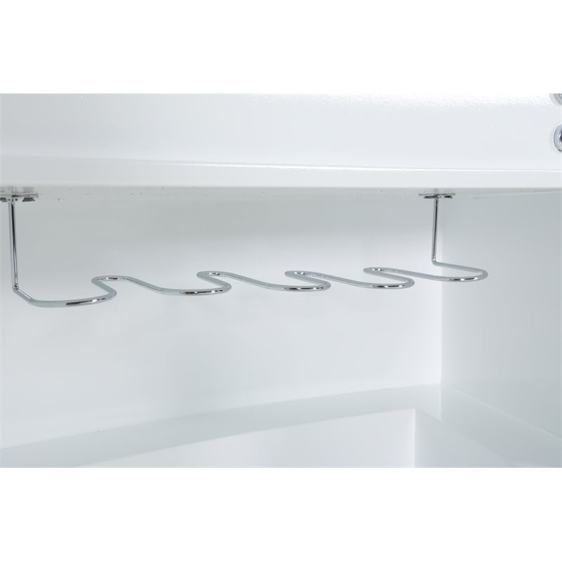 Milan Athena 3-shelf Steel MDF and Glass Channeled Front Bar in Clear and White