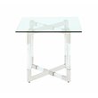 Milan Amanda Contemporary Steel and Glass Floating Base Lamp Table in Clear