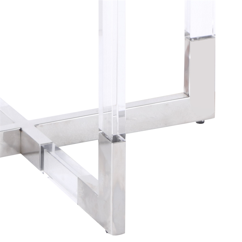 Milan Amanda Contemporary Steel and Glass Floating Base Lamp Table in Clear