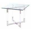 Milan Amanda Contemporary Steel and Glass Floating Base Lamp Table in Clear