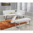 Milan Leah White Faux Leather Backless Long Bench with Stainless Steel Legs