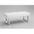 Milan Leah White Faux Leather Backless Long Bench with Stainless Steel Legs