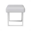 Milan Leah White Faux Leather Backless Long Bench with Stainless Steel Legs
