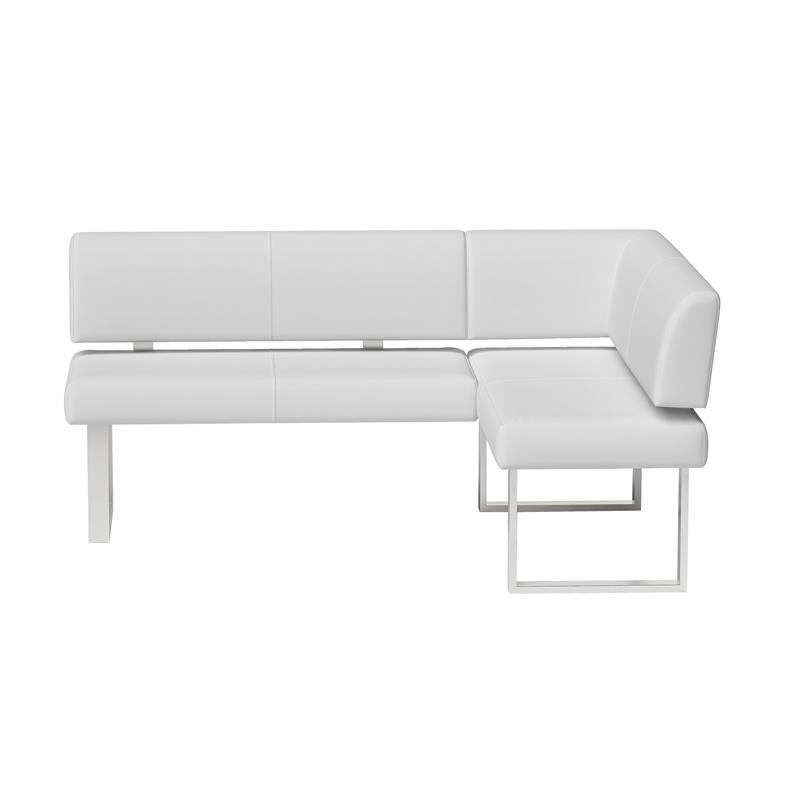 Milan Leah White Faux Leather Dining Nook with Stainless Steel Legs