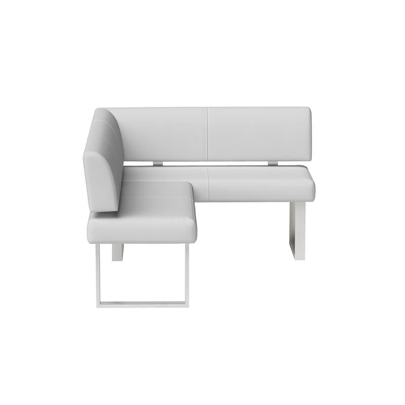 Milan Leah White Faux Leather Dining Nook with Stainless Steel Legs