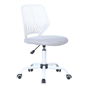 milan modern 2 tone matte white with gray mesh adjustable-height computer chair