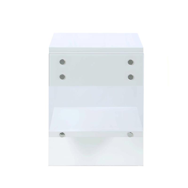 Milan Barry Collection Gloss White Wood & Acrylic Lamp Table with Drawer