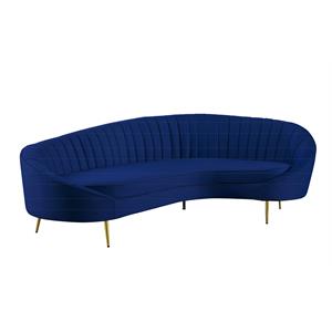 milan duke blue microfiber chaise-style sofa with verticle channel accents