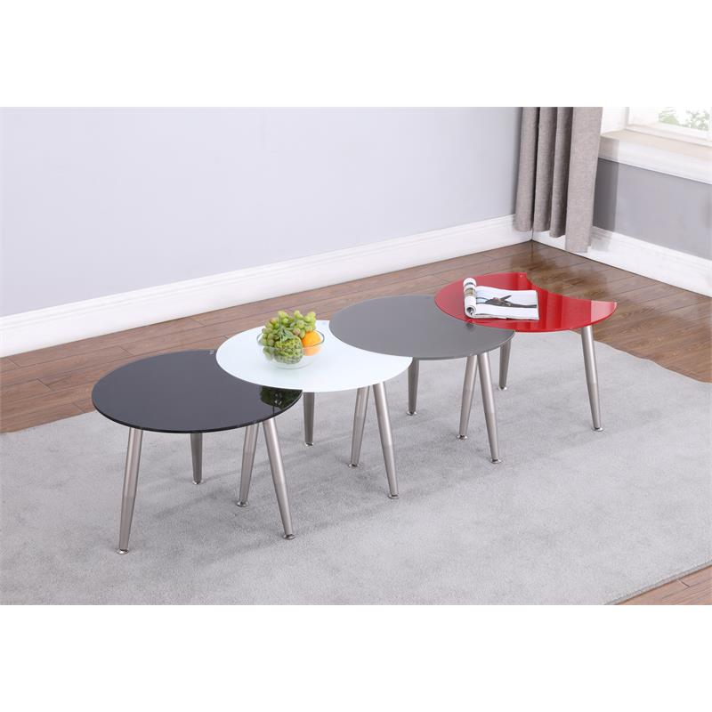 Milan Contemporary Brushed Nickel Multi-Color Four Table Cocktail Set