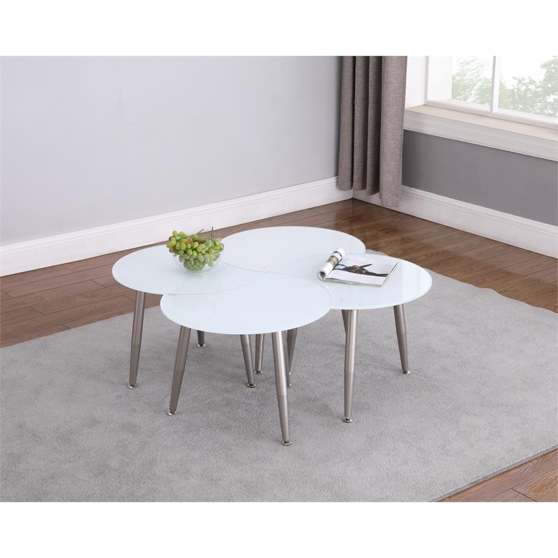 Milan Contemporary Brushed Nickel Multi-Color Four Table Cocktail Set