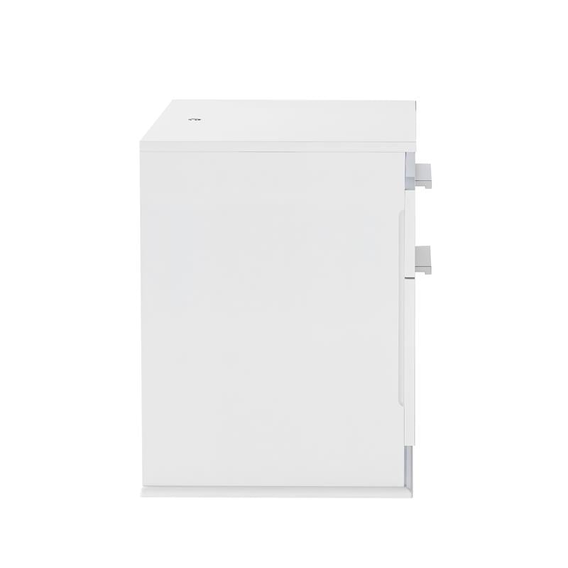 Milan Macalania Modern Gloss White 2-Drawer Night Stand with LED Lighting