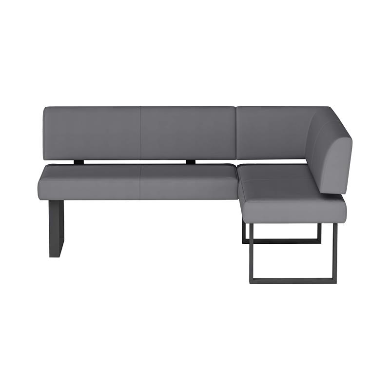 Milan Lillian Gray Faux Leather Upholstered Nook with Matte Black Legs