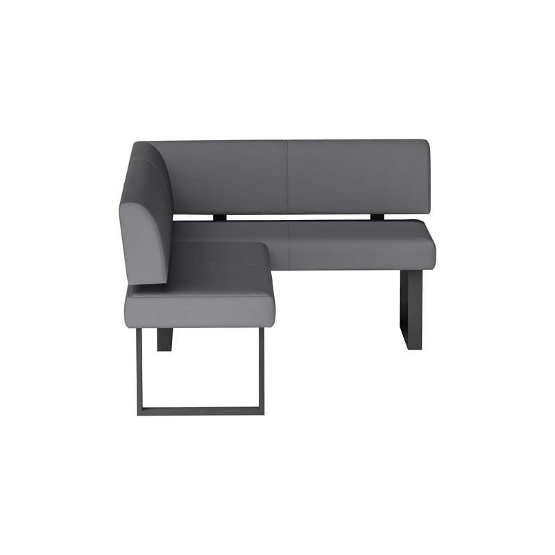 Milan Lillian Gray Faux Leather Upholstered Nook with Matte Black Legs