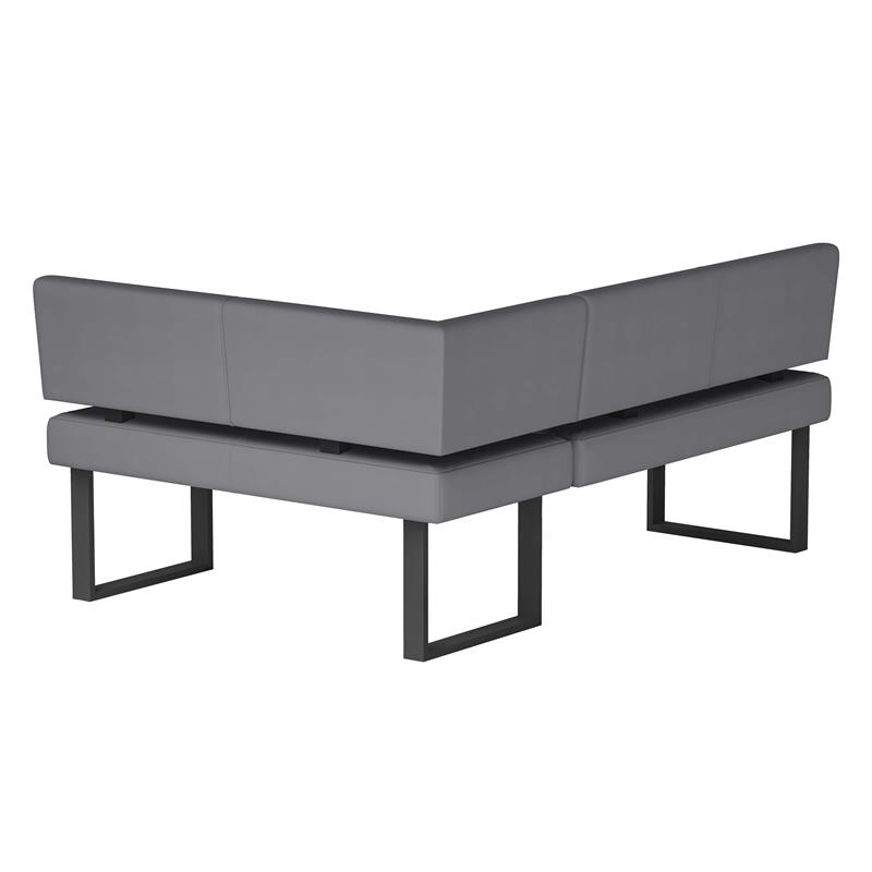 Milan Lillian Gray Faux Leather Upholstered Nook with Matte Black Legs