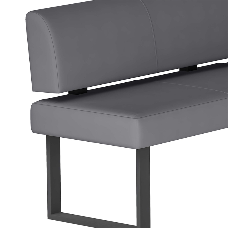 Milan Lillian Gray Faux Leather Upholstered Nook with Matte Black Legs