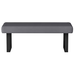 milan lillian gray faux leather upholstered bench with matte black legs