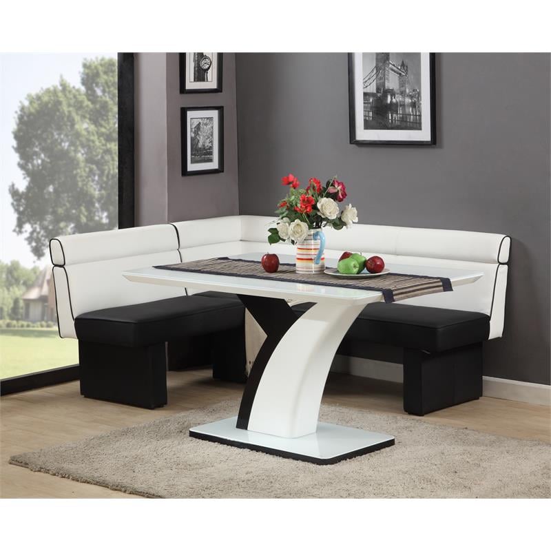 Milan Nara 2-Tone White/Black Faux Leather Upholstered Reversible Nook