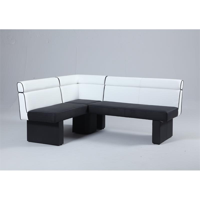Milan Nara 2-Tone White/Black Faux Leather Upholstered Reversible Nook